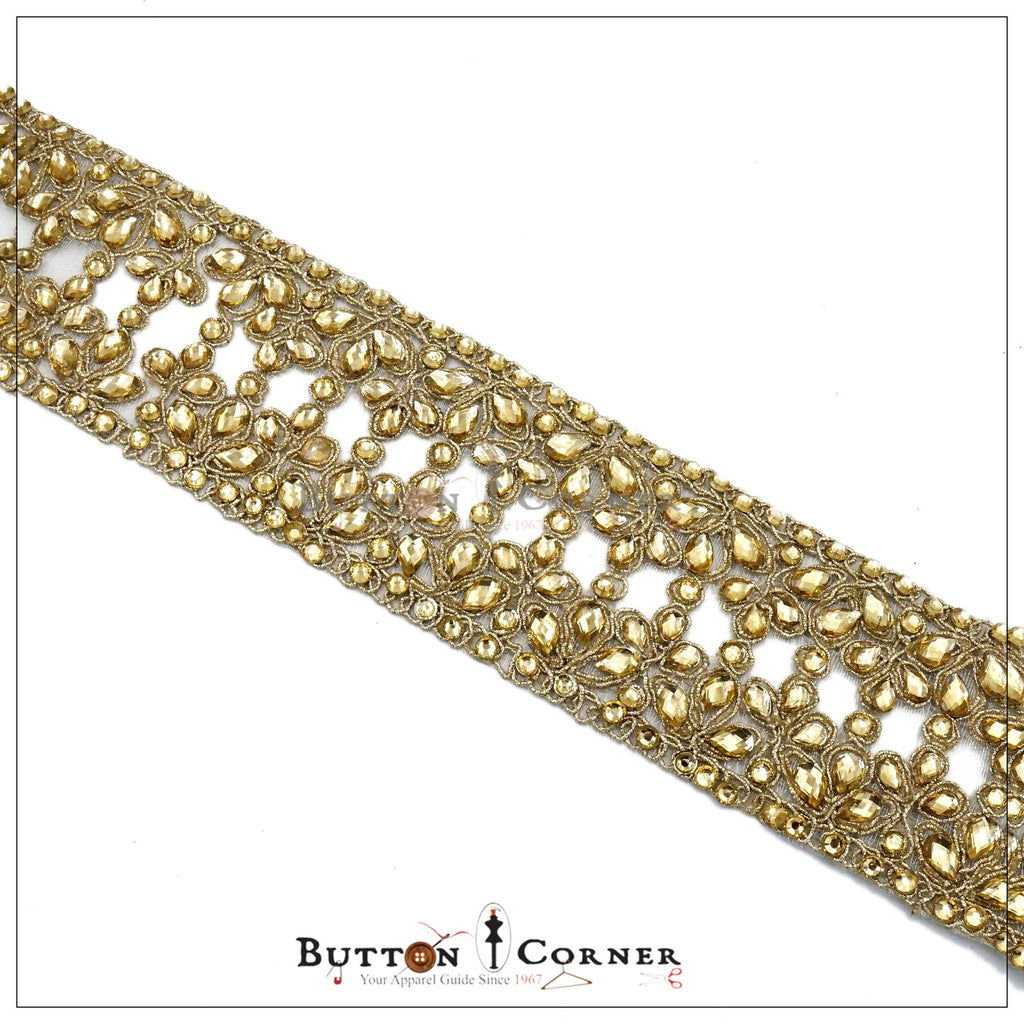 Fancy Metallic Yarn Kundan Lace