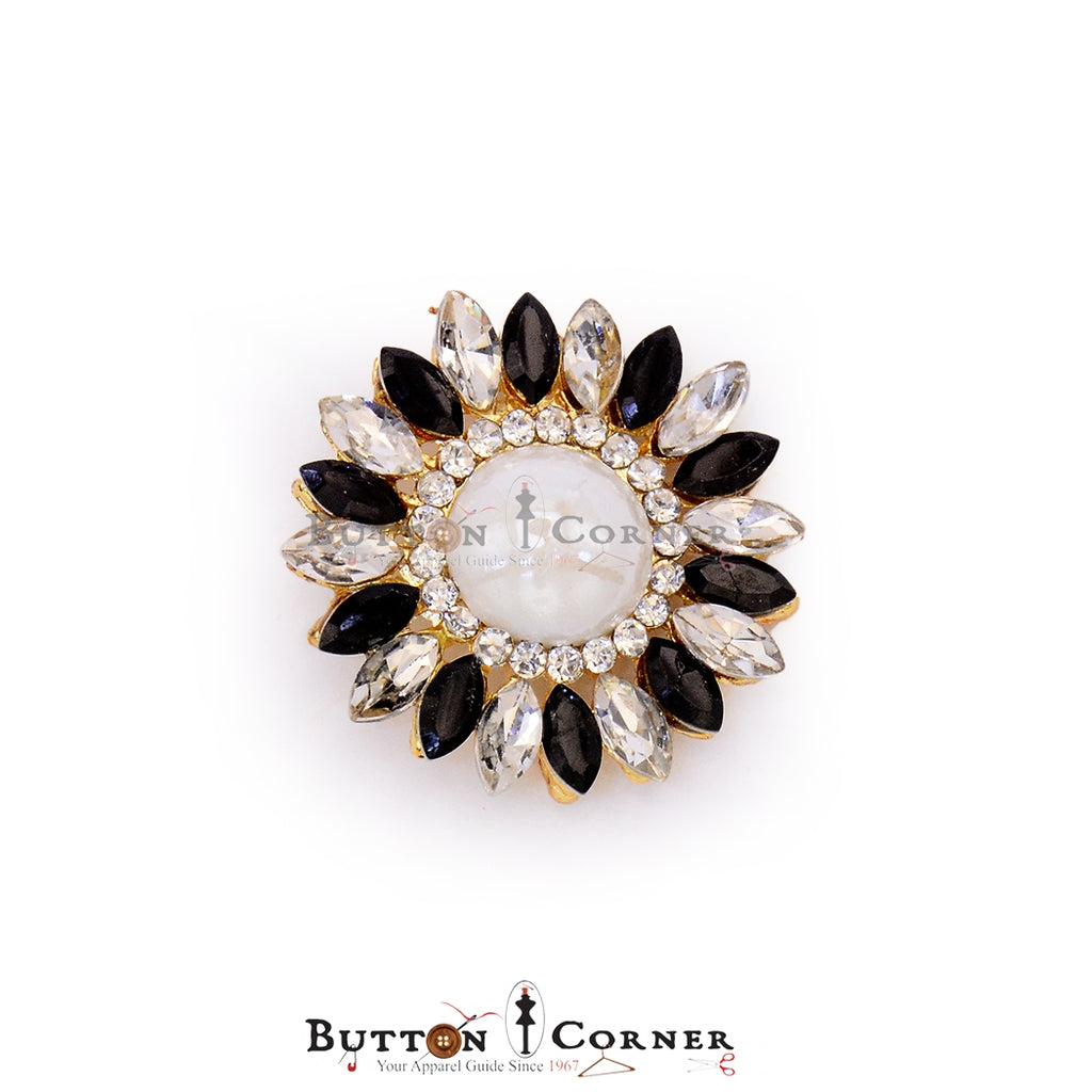 Sun Flower Stone Fancy Button