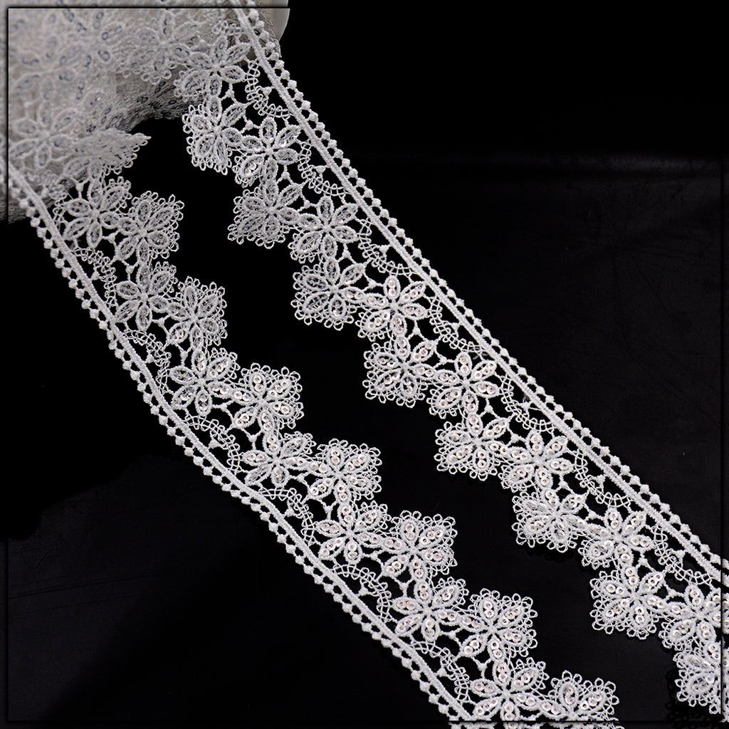 One Side Border Shuttle Sequence Lace