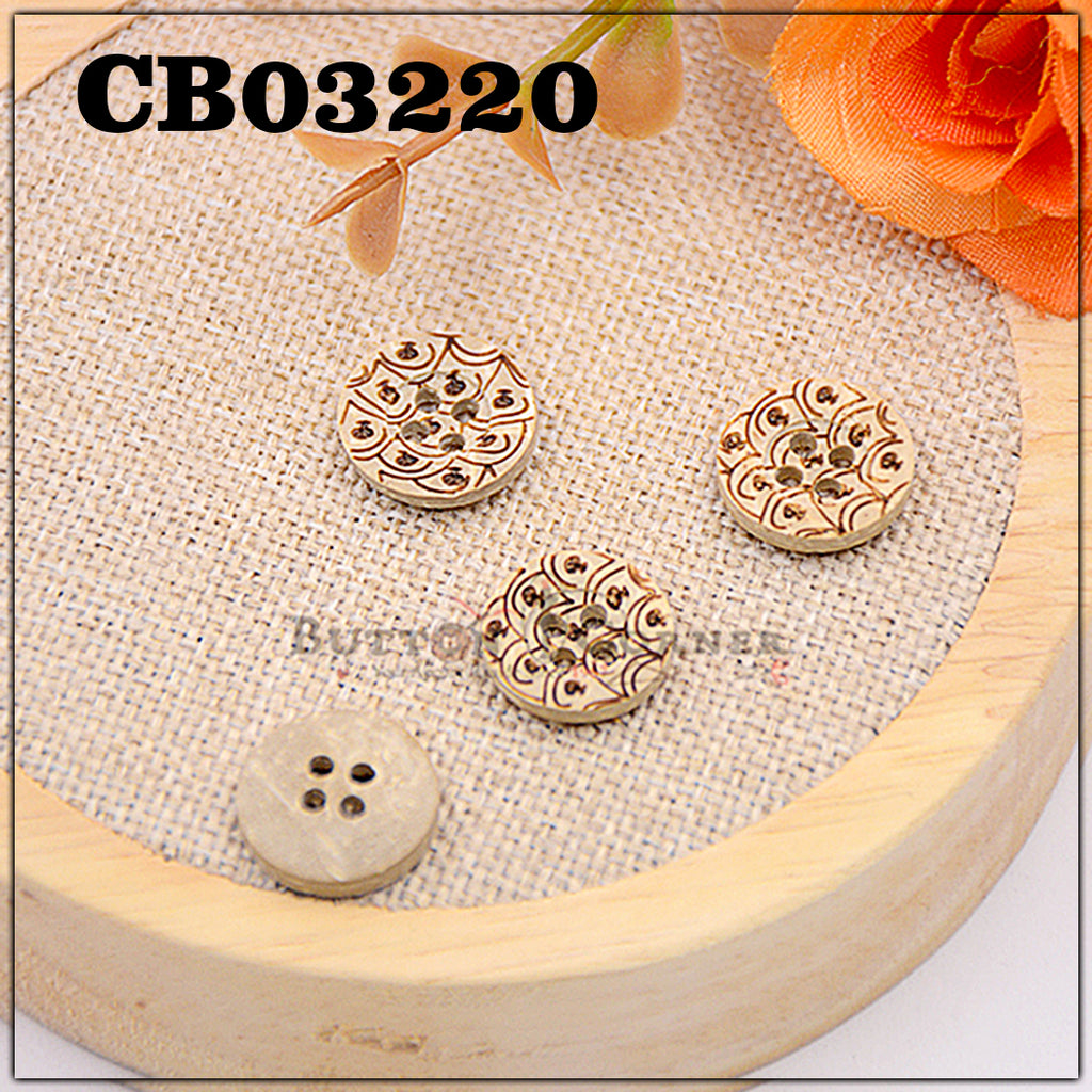 Minakari Design 4 Hole Wooden Button