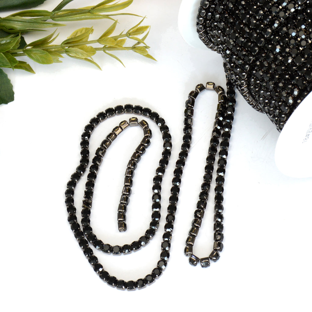 Black Crystal Metal Fancy Chain