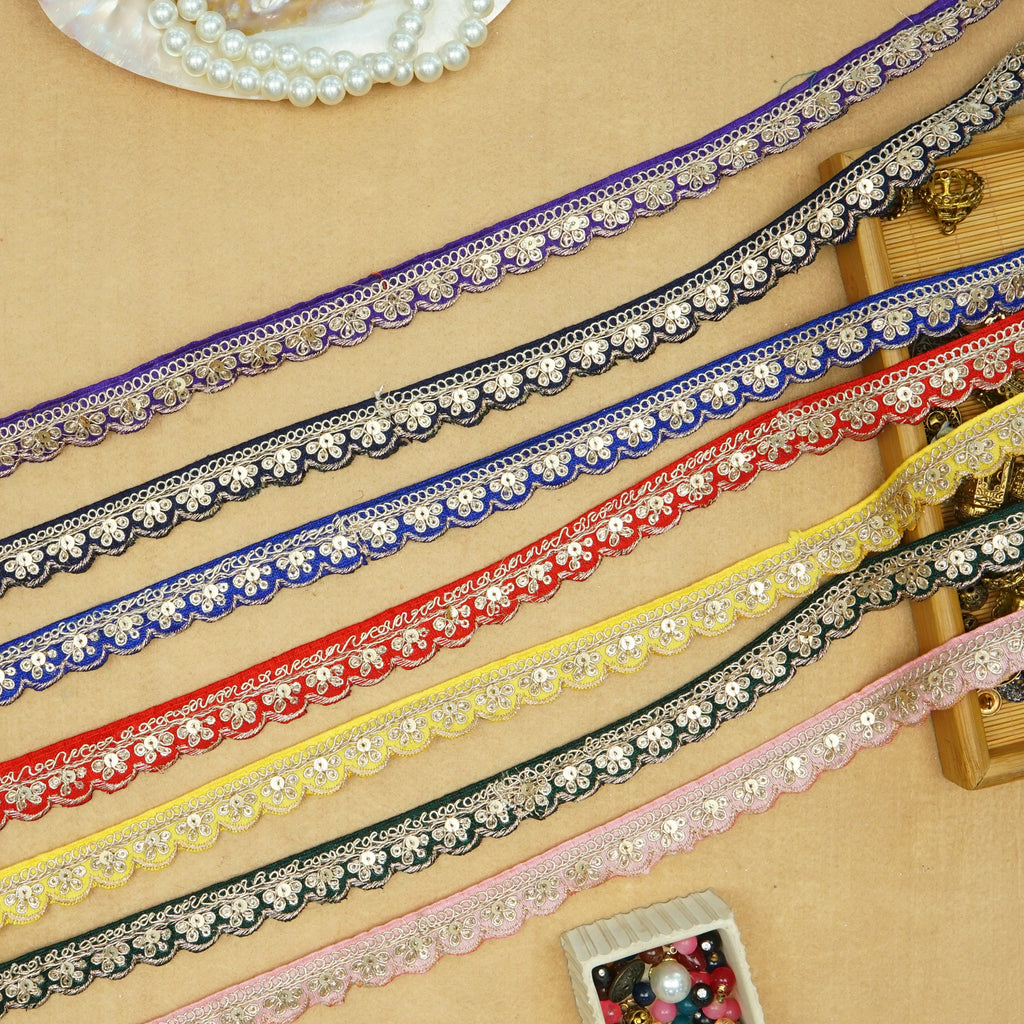 Fancy Metallic Yarn Sequence Lace
