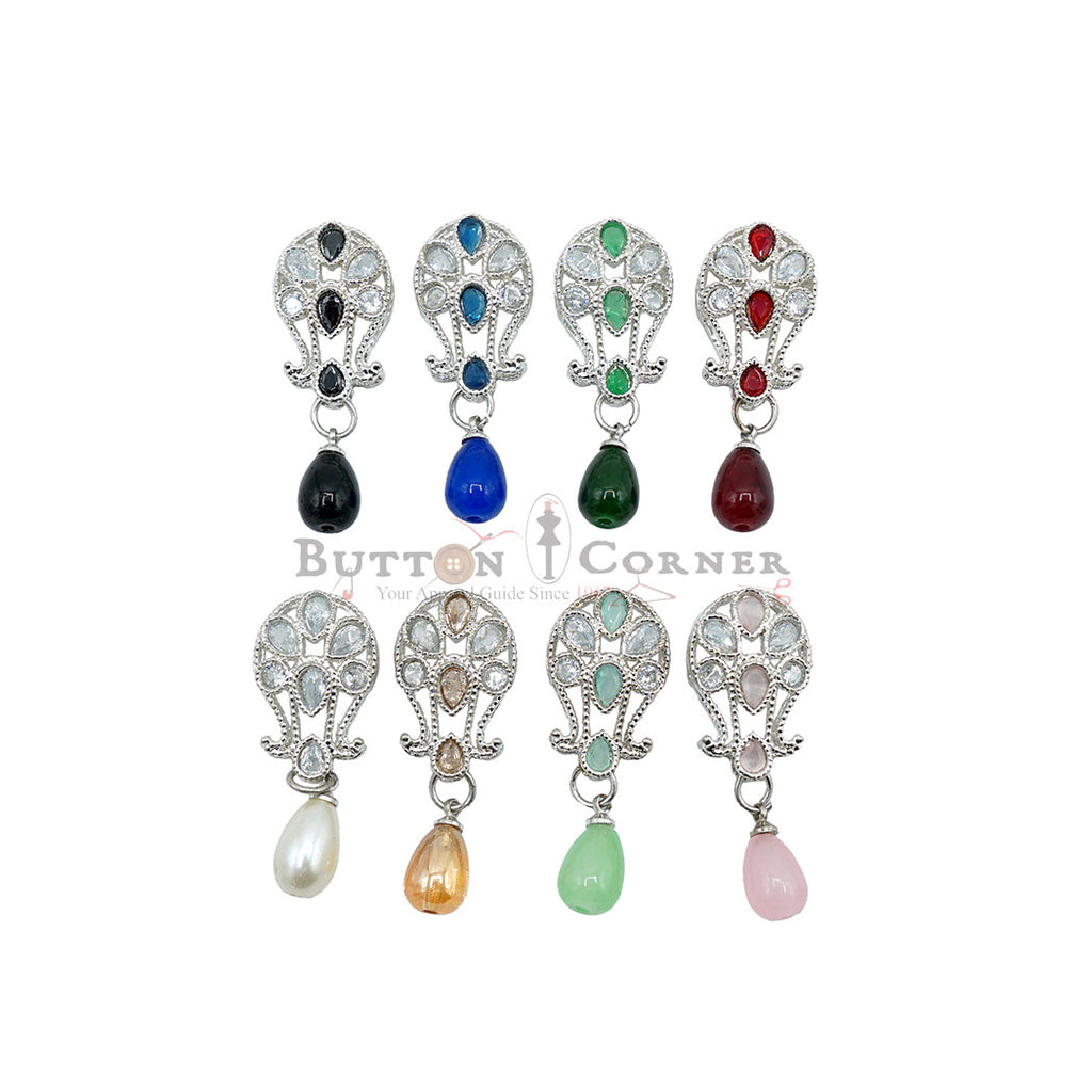 Silver Base Fancy Kundan Button