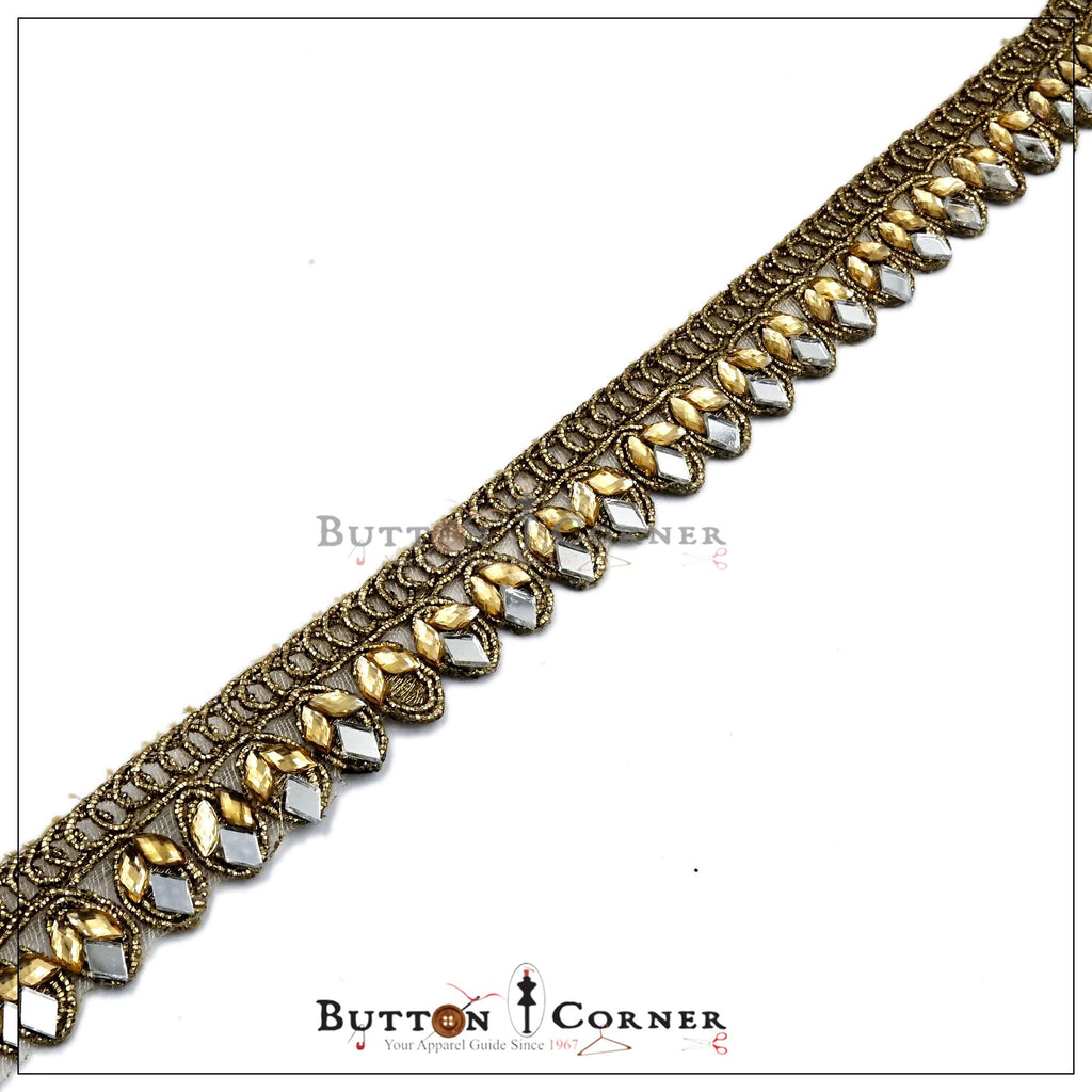 Fancy Metallic Yarn Kundan Lace