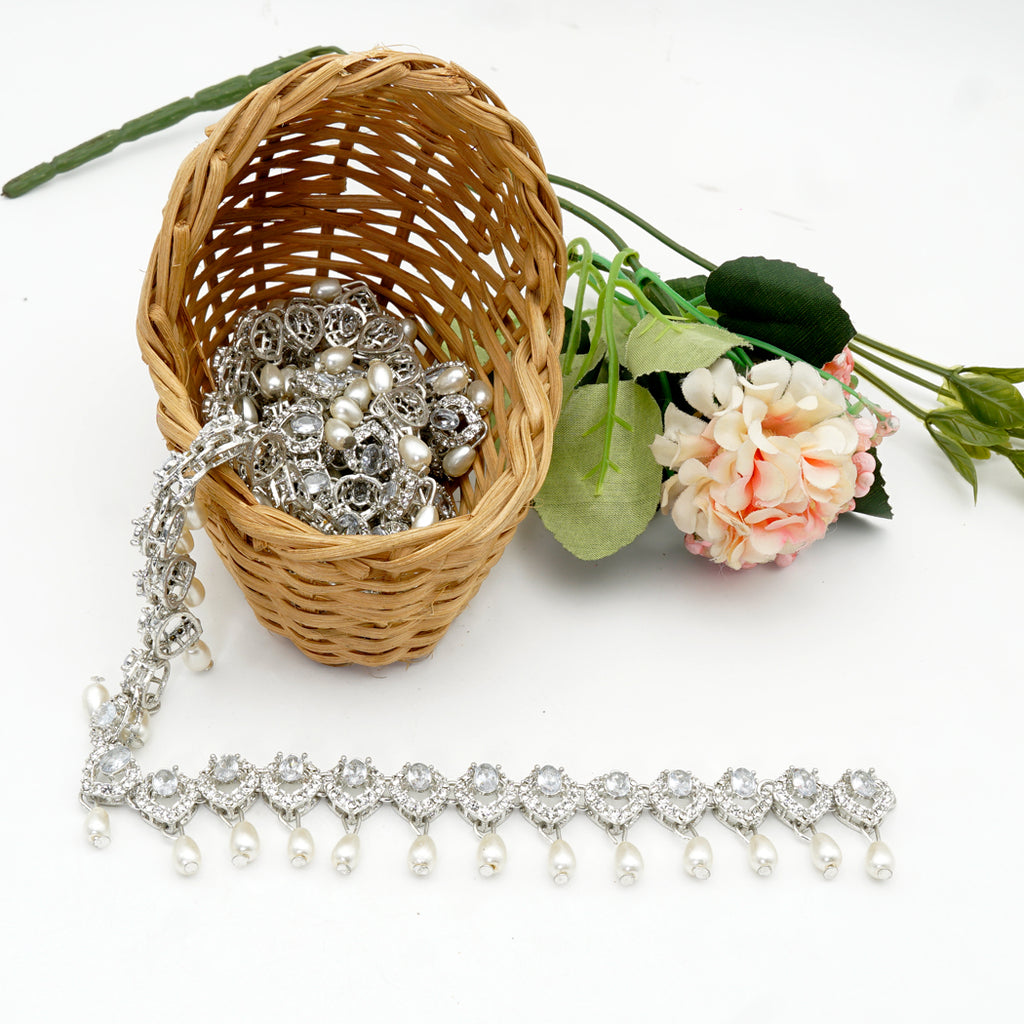 Silver Base Fancy Kundan Lace