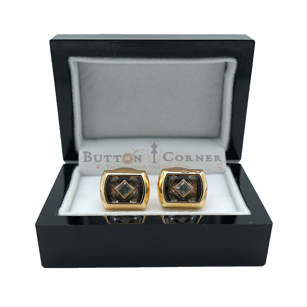 Gold Plated Gemstone Square Cufflink