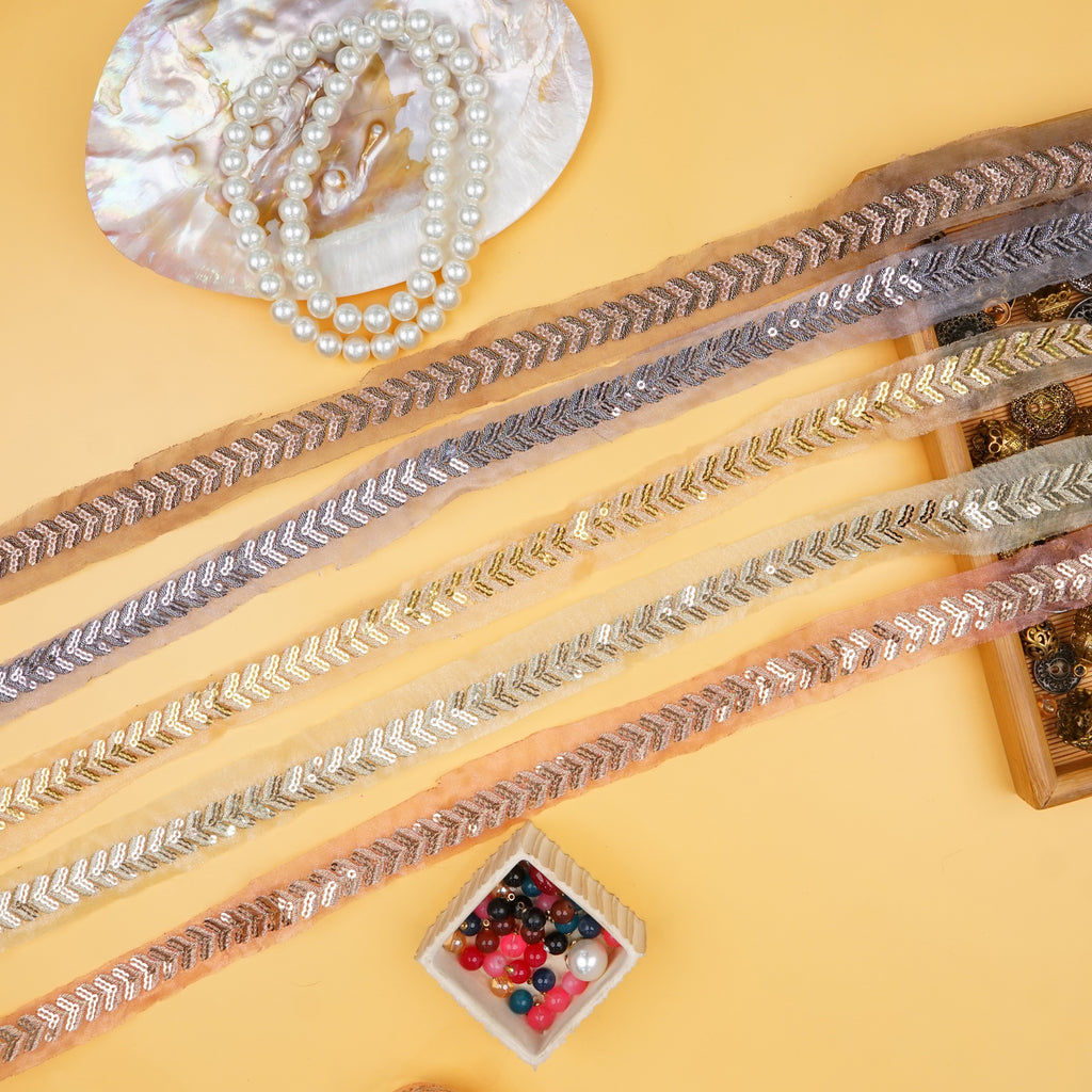 Fancy Metallic Yarn Sequence Lace