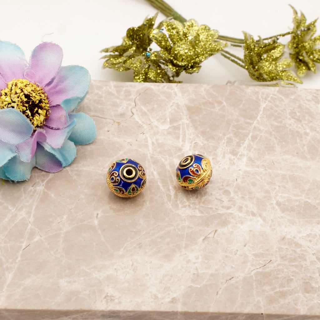 Blue Enamel Cloisonne Beads