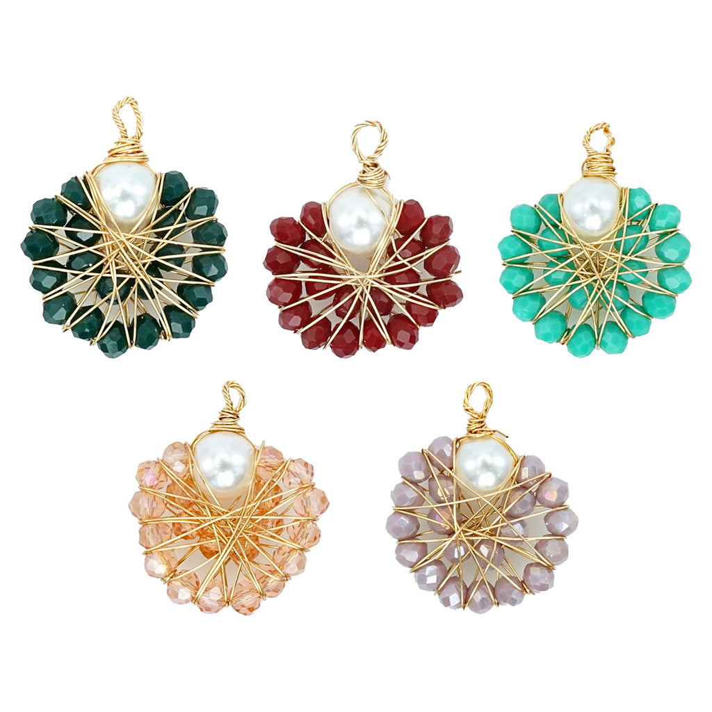 Crystals Copper Wire Wrapped Pendant