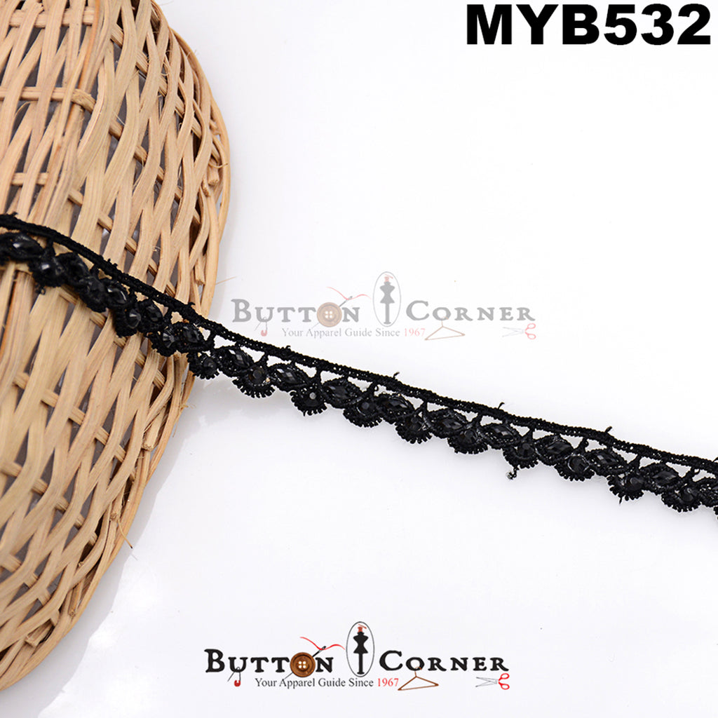 One Side Border Stone Shuttle Lace