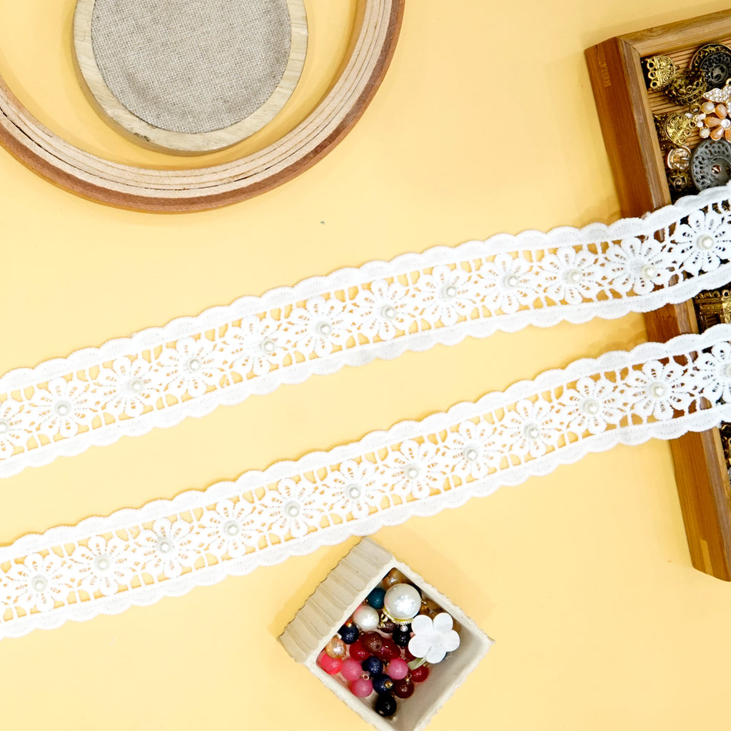 Double Side Border Lace With Pearl