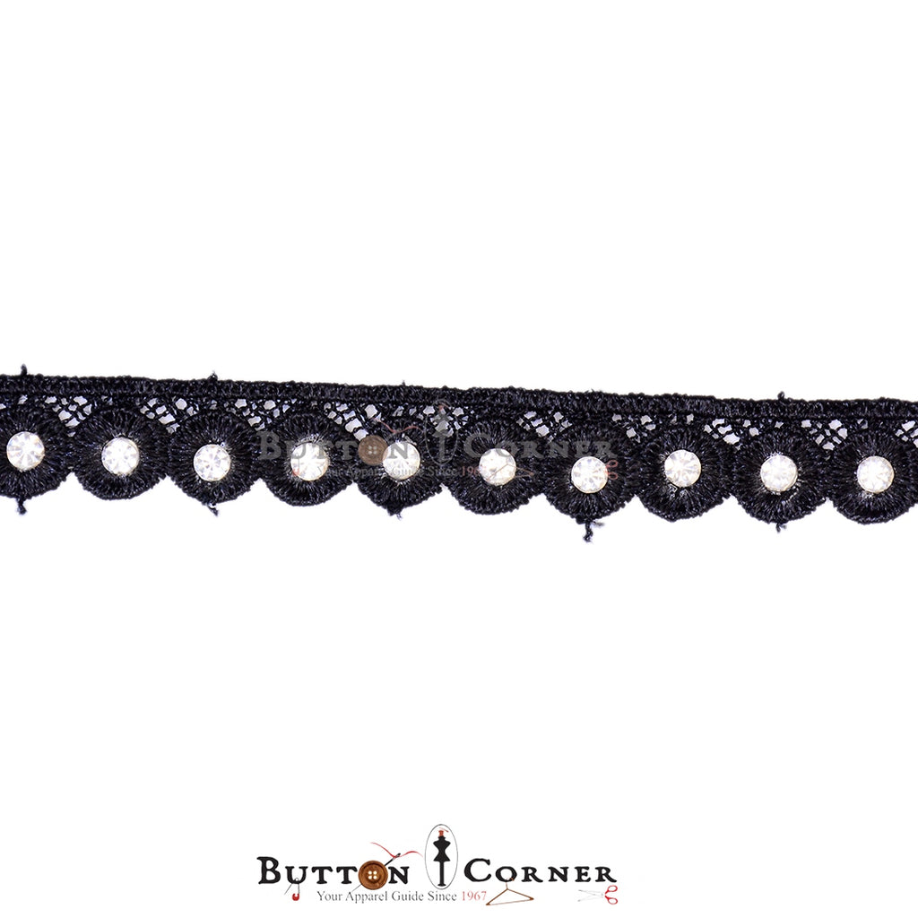 One Side Border Stone Shuttle Lace