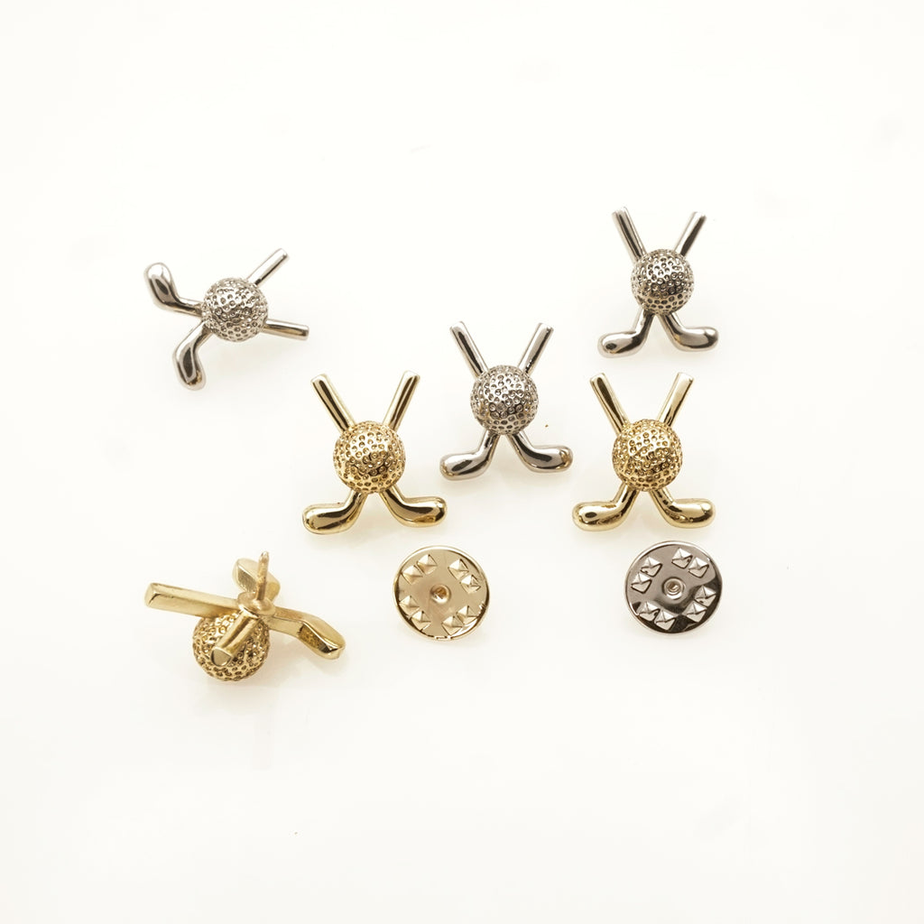 Crossed Golf Sticks And Ball Lapel Pin