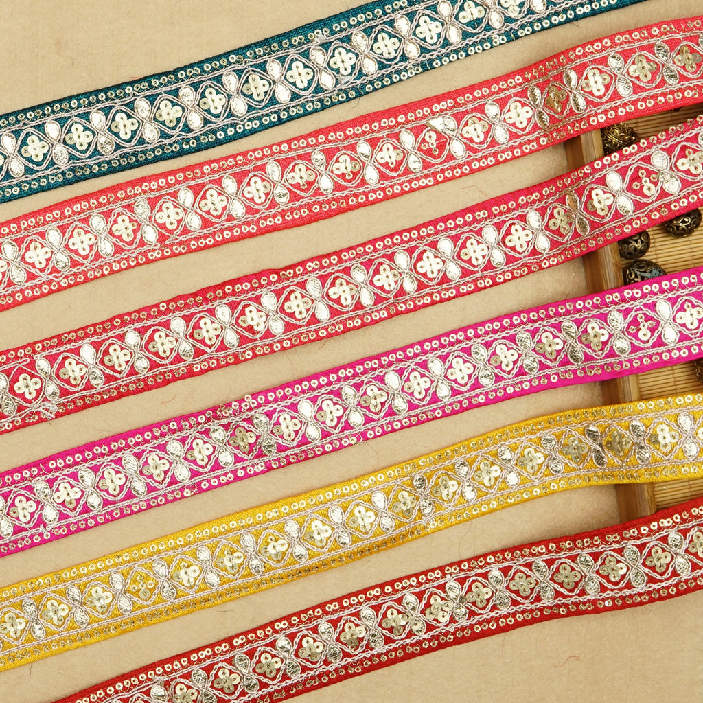 Fancy Metallic Yarn Sequence Lace