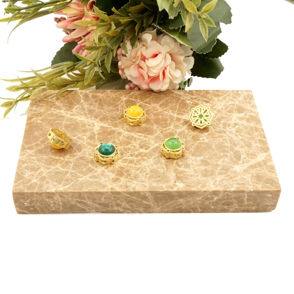 Square Shape Jade Half Face Beads
