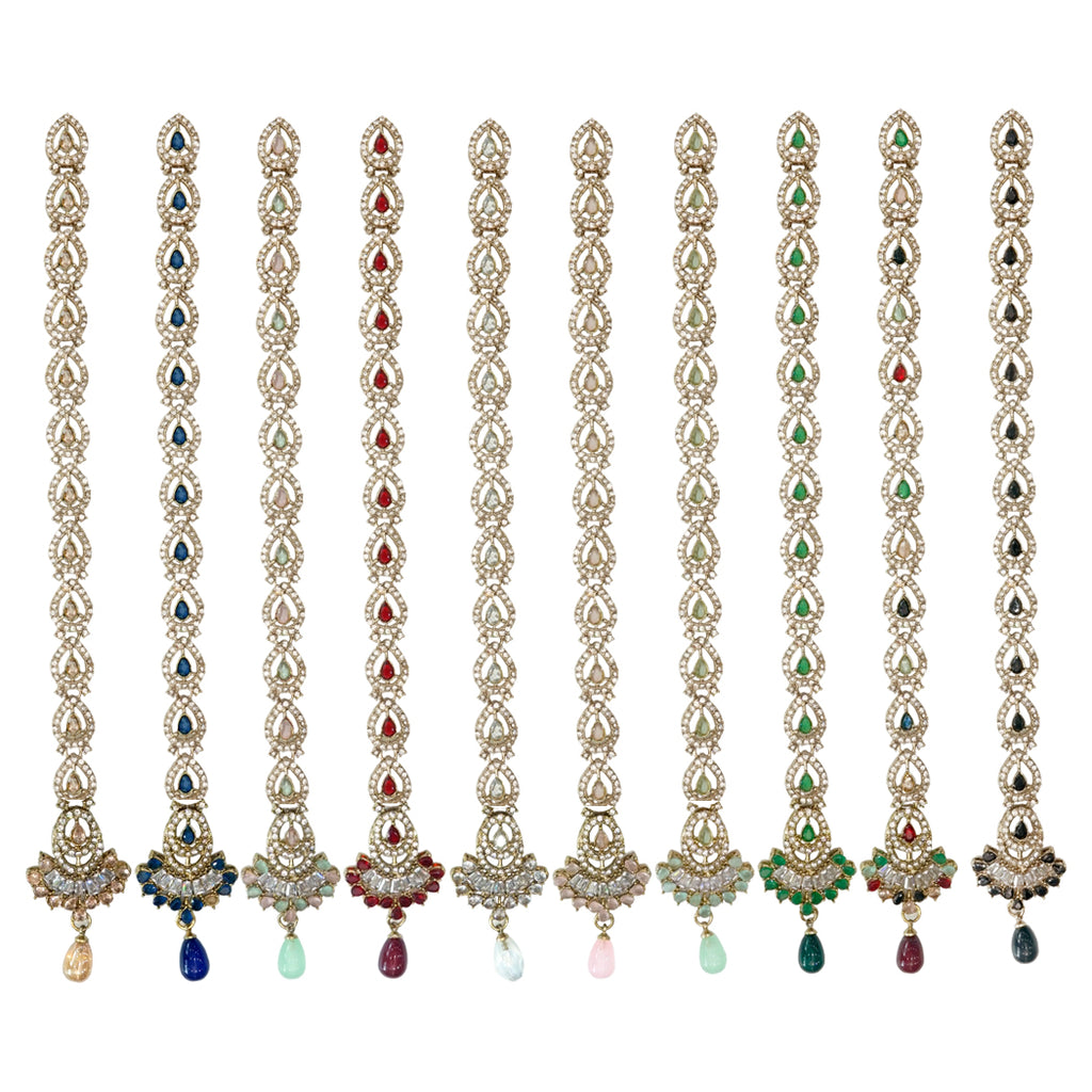 Gold Base Fancy Kundan Button Patti