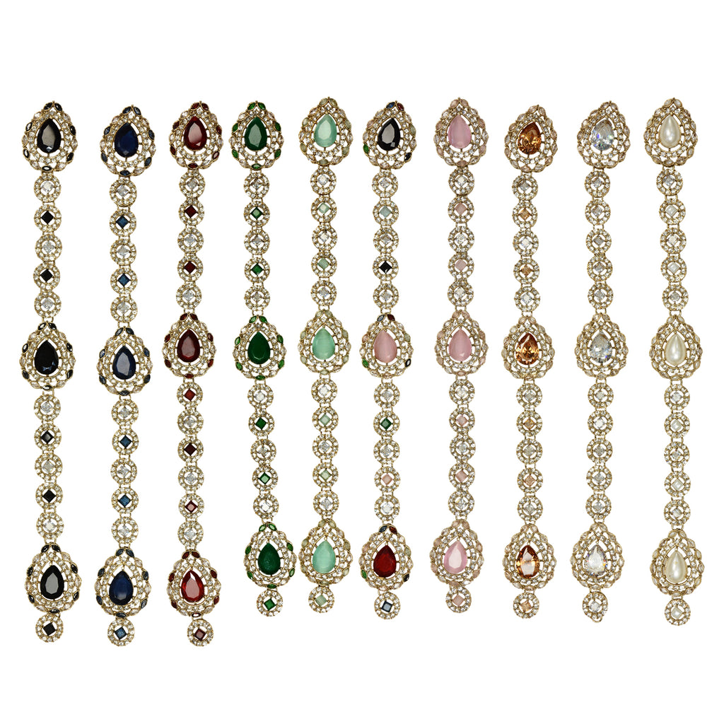 Gold Base Fancy Kundan Button Patti