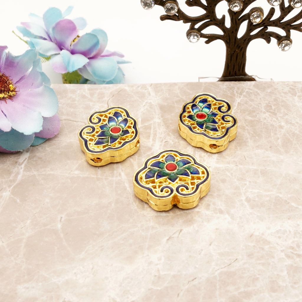 Porcelain Style Lotus Spacer Beads