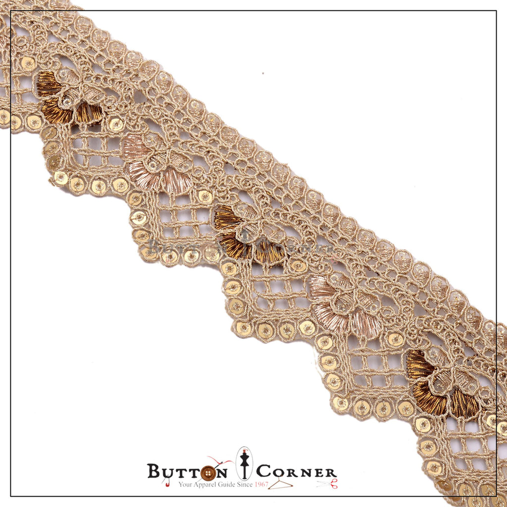 One Side Fancy Metallic Yarn Lace