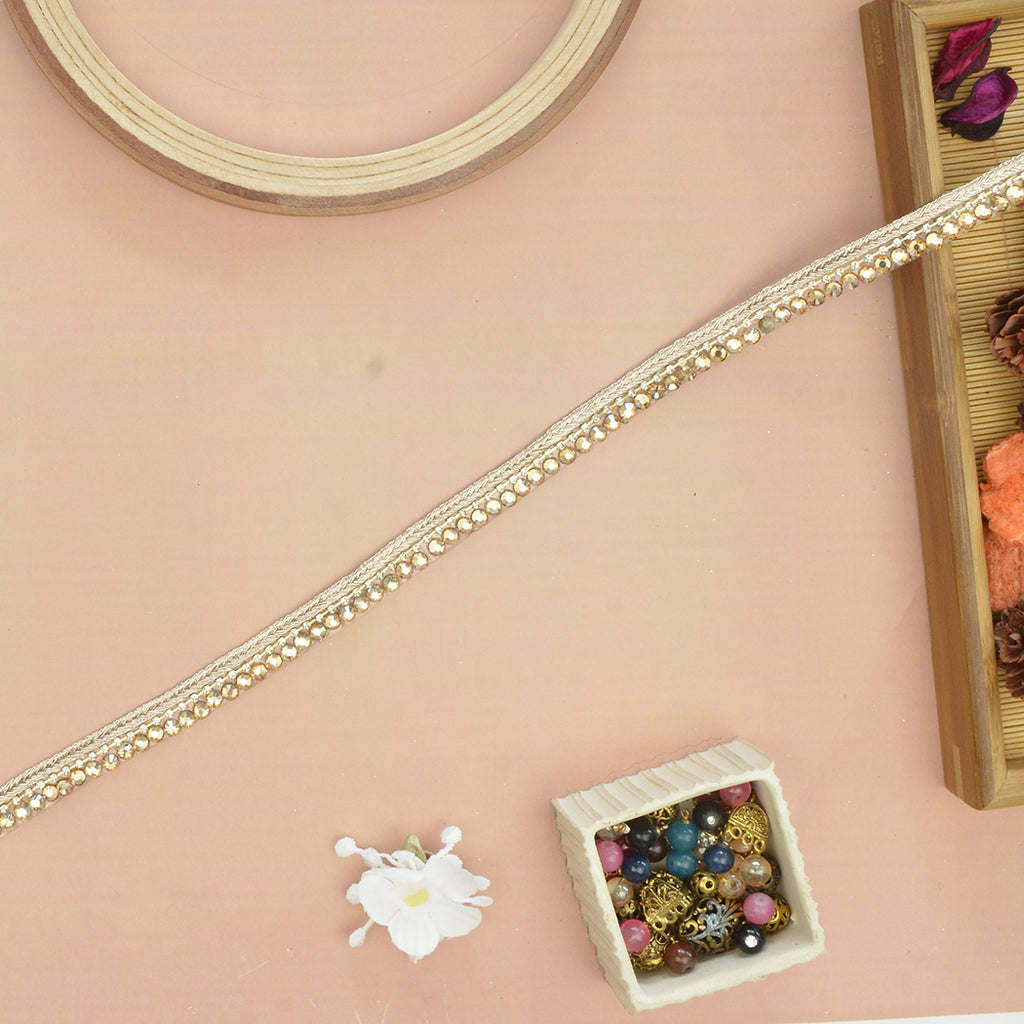 Fancy Metallic Yarn Crystal Lace