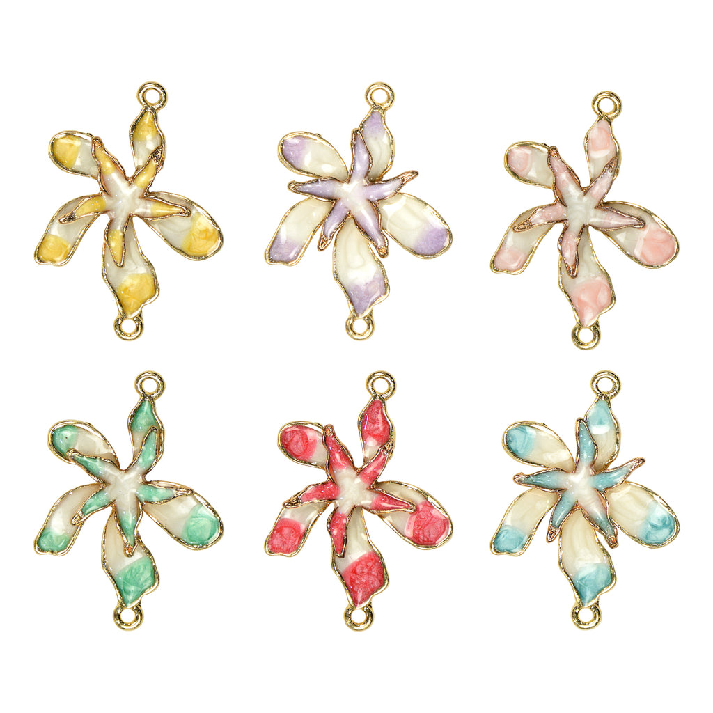 Enamel Coated Double Flower Pendant