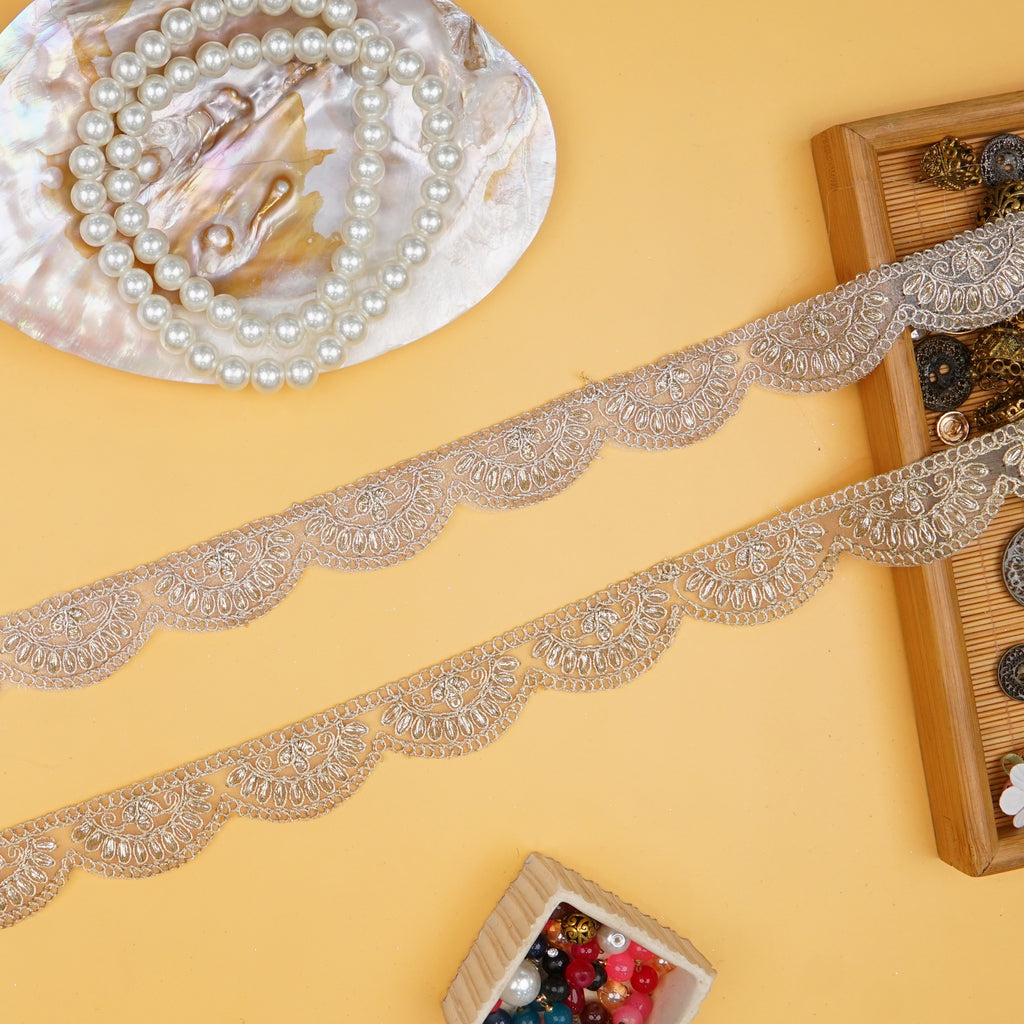 Fancy Metallic Yarn Sequence Lace