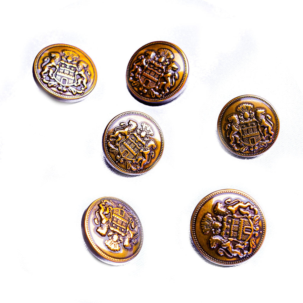 Lion Crest Vintage Design Metal Button