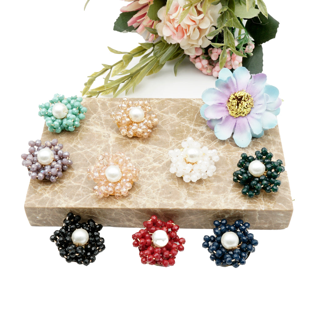 Center Pearl Crystals Wrapped Pendant