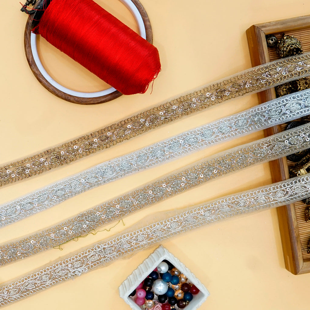 Fancy Metallic Yarn Sequence Lace