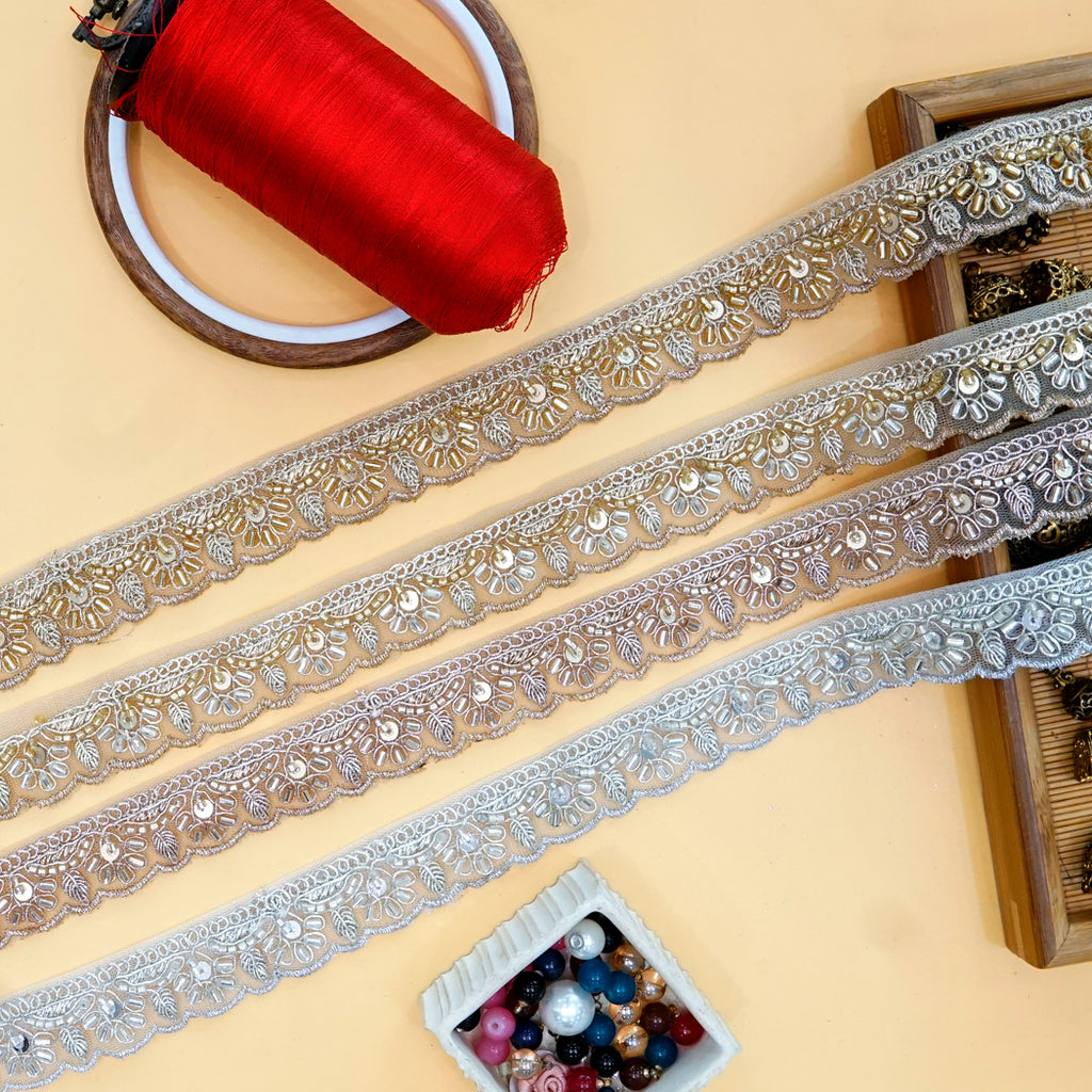 Fancy Glass Beads Sequence Lace