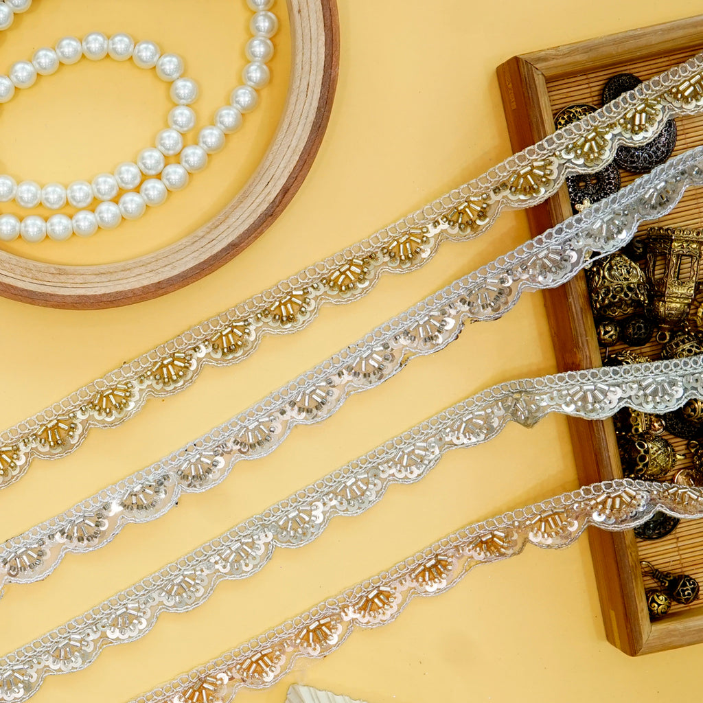 Fancy Glass Beads Sequence Lace