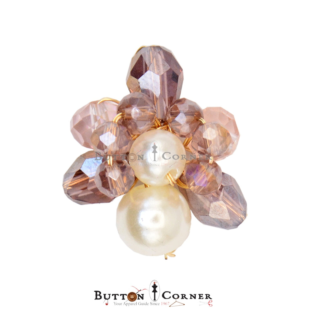 Hand Made Crystal Pearl Button