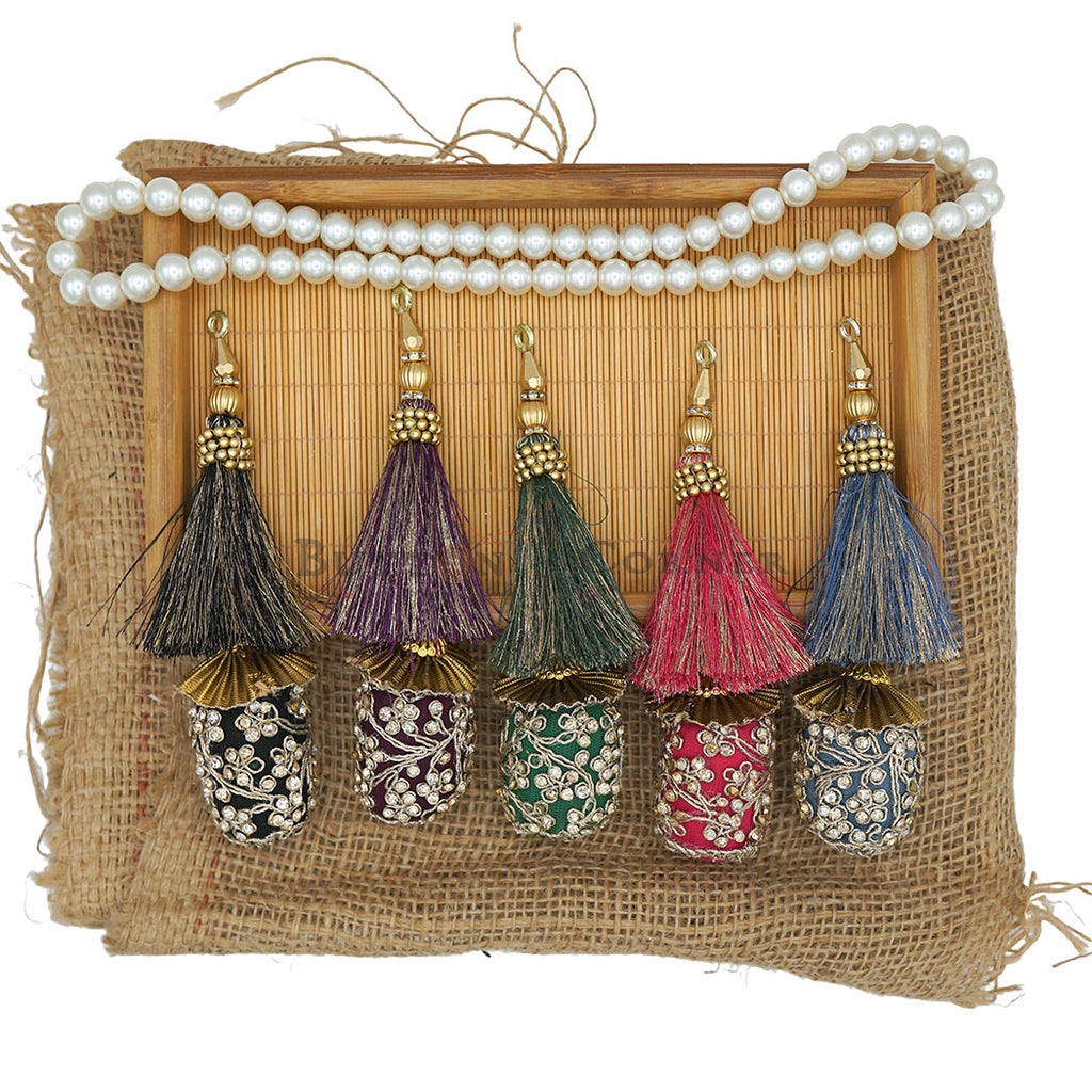 Fancy Metallic Yarn Crystals Tassel