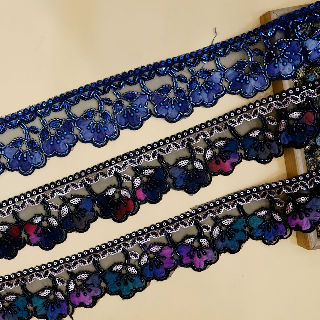Fancy Glass Beads Sequence Lace