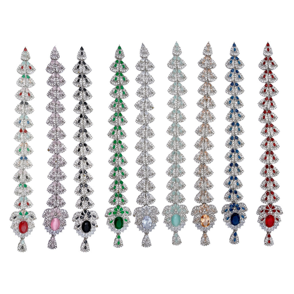 Silver Base Fancy Kundan Button Patti