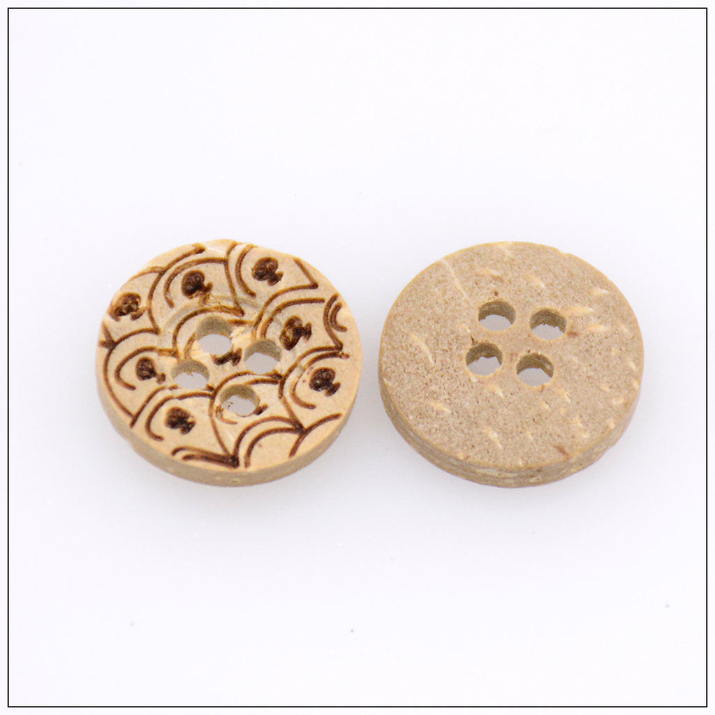 Engrave Orange 4 Hole Coconut Button