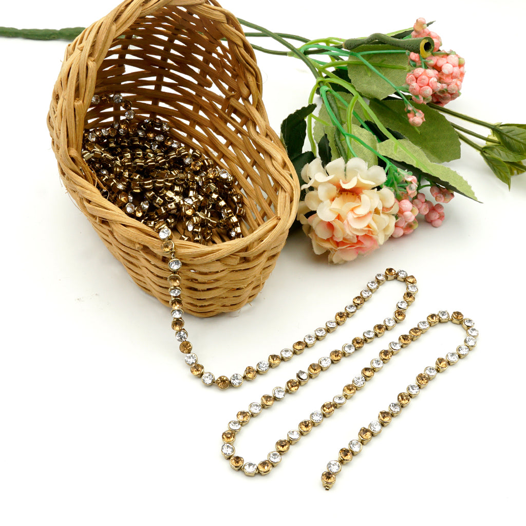 Gold Base Crystal Metal Fancy Chain