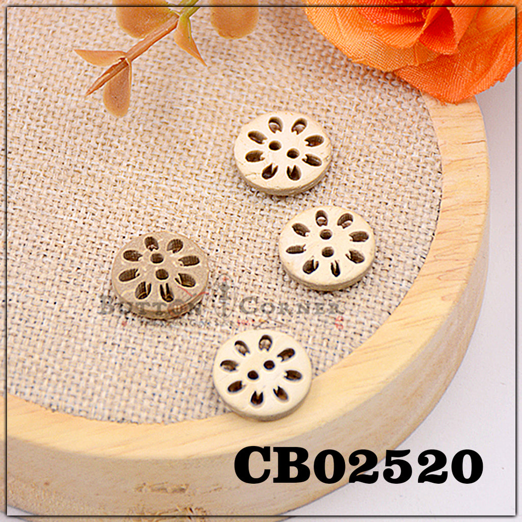 Engrave Flower 2 Hole Coconut Button