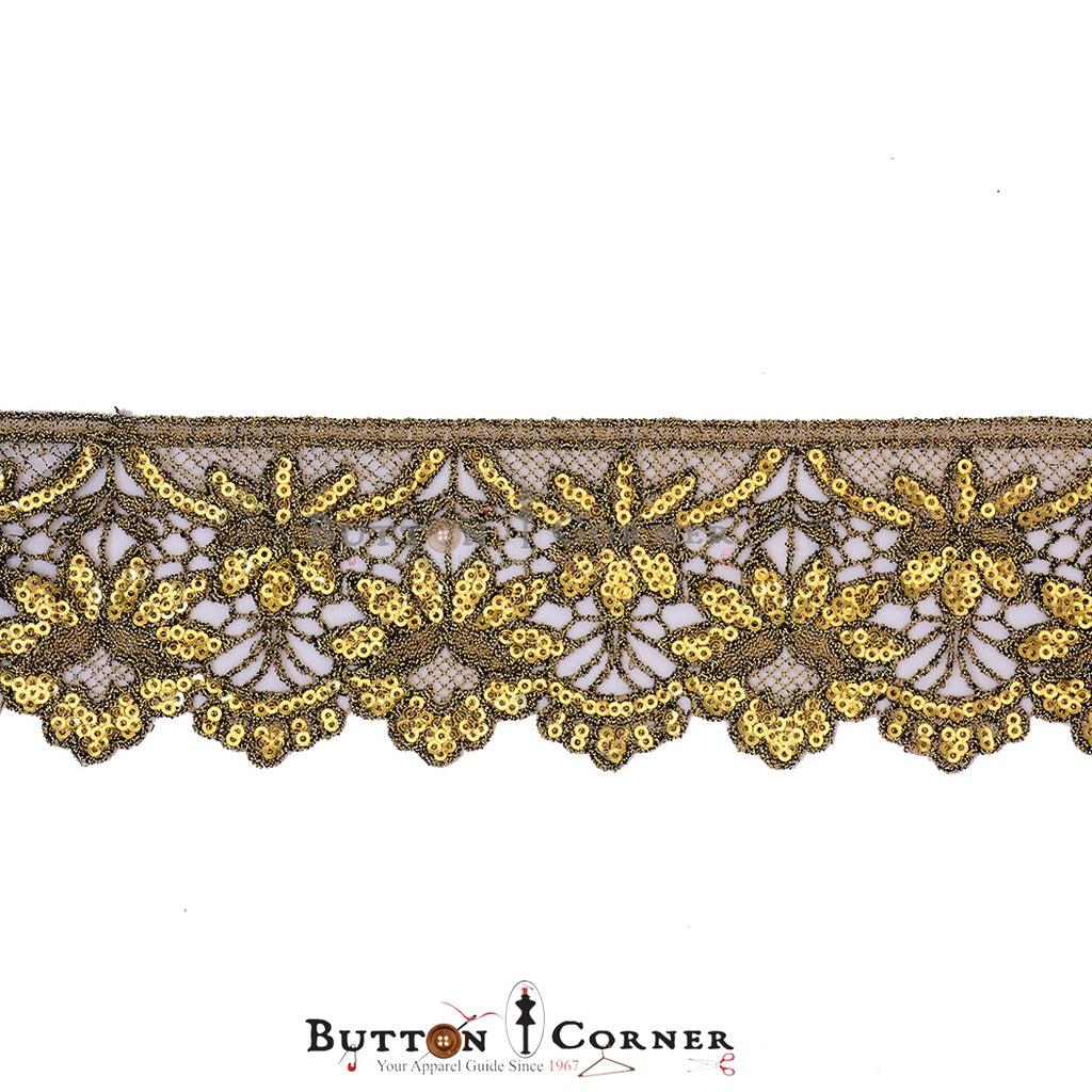 Fancy Metallic Yarn Sequence Lace