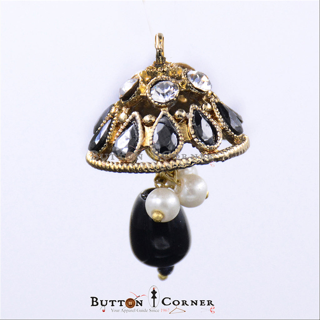 Fancy Jhumki Button with Pearl & Stone