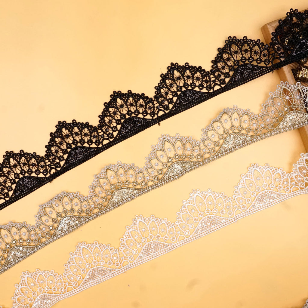 Fancy Metallic Yarn Sequence Lace