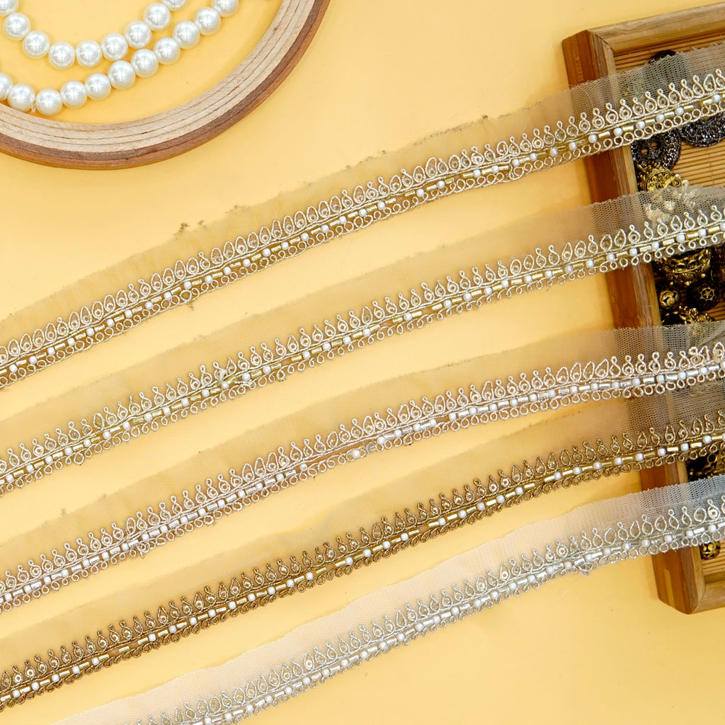 Fancy Glass Beads Sequence Lace