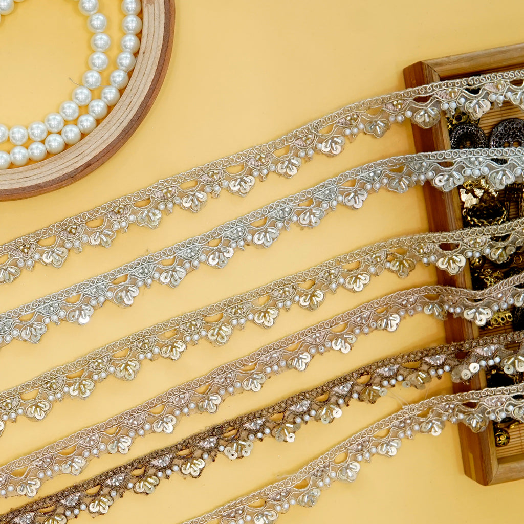 Fancy Glass Beads Sequence Lace