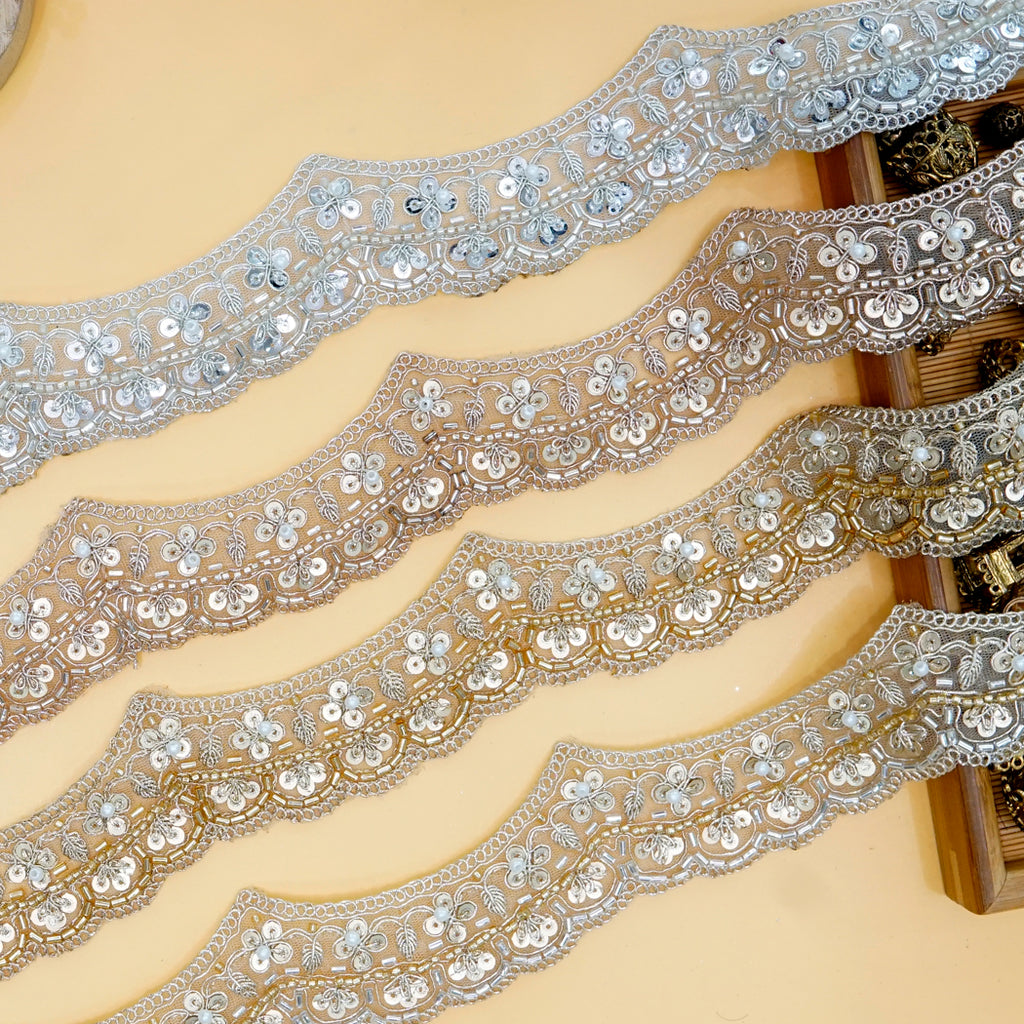 Fancy Glass Beads Sequence Lace