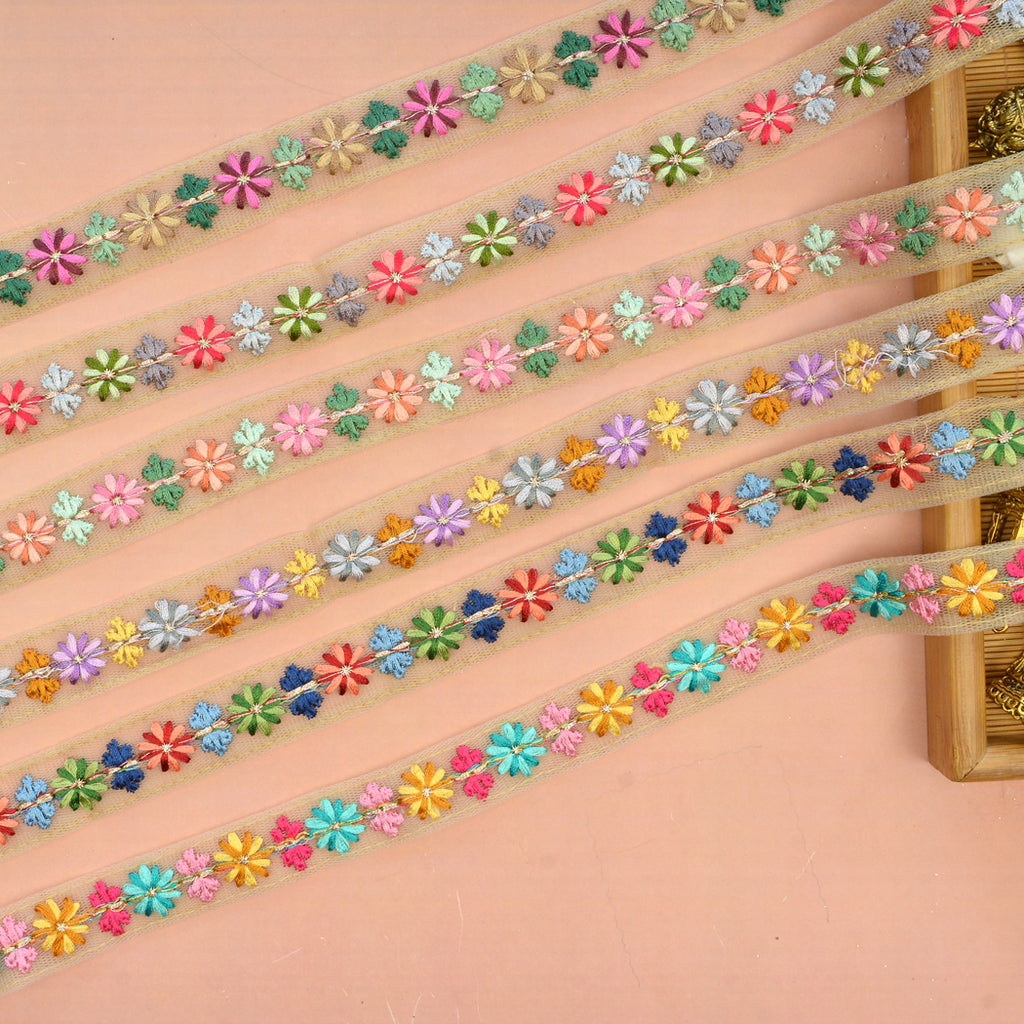 Fancy Metallic Yarn Embroidery Net Lace