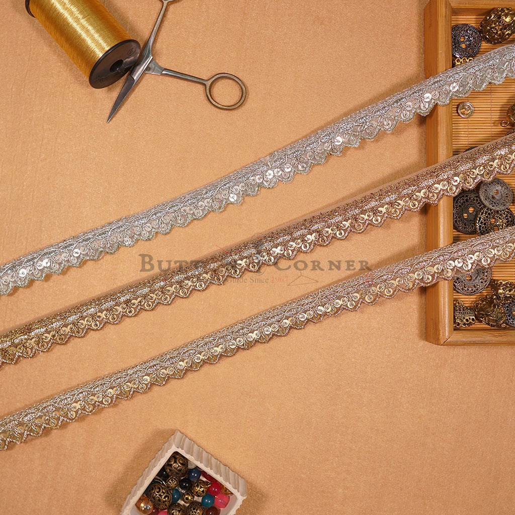 Fancy Metallic Yarn Sequence Lace