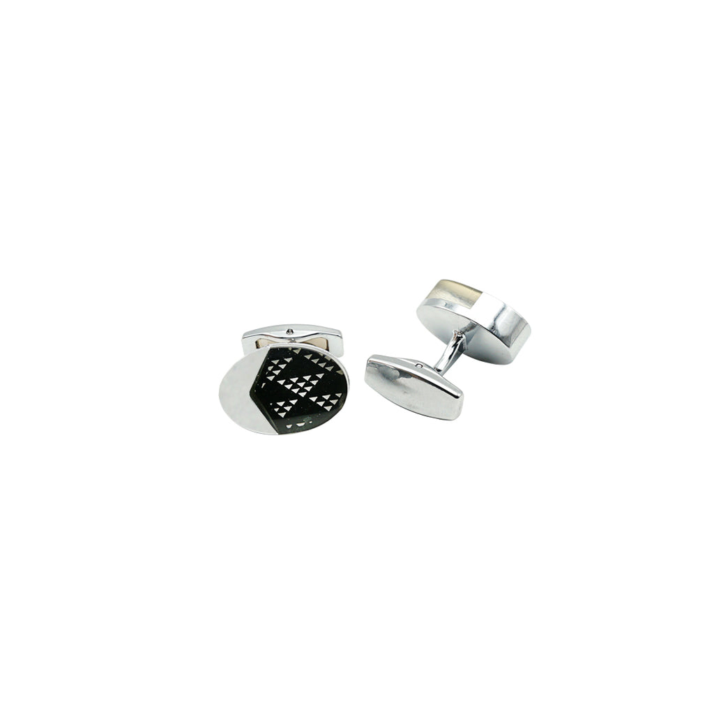 Patterned Design Round Acrylic Cufflink