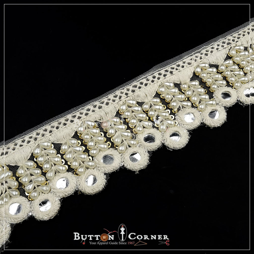 Fancy Embroidery Pearl Net Lace