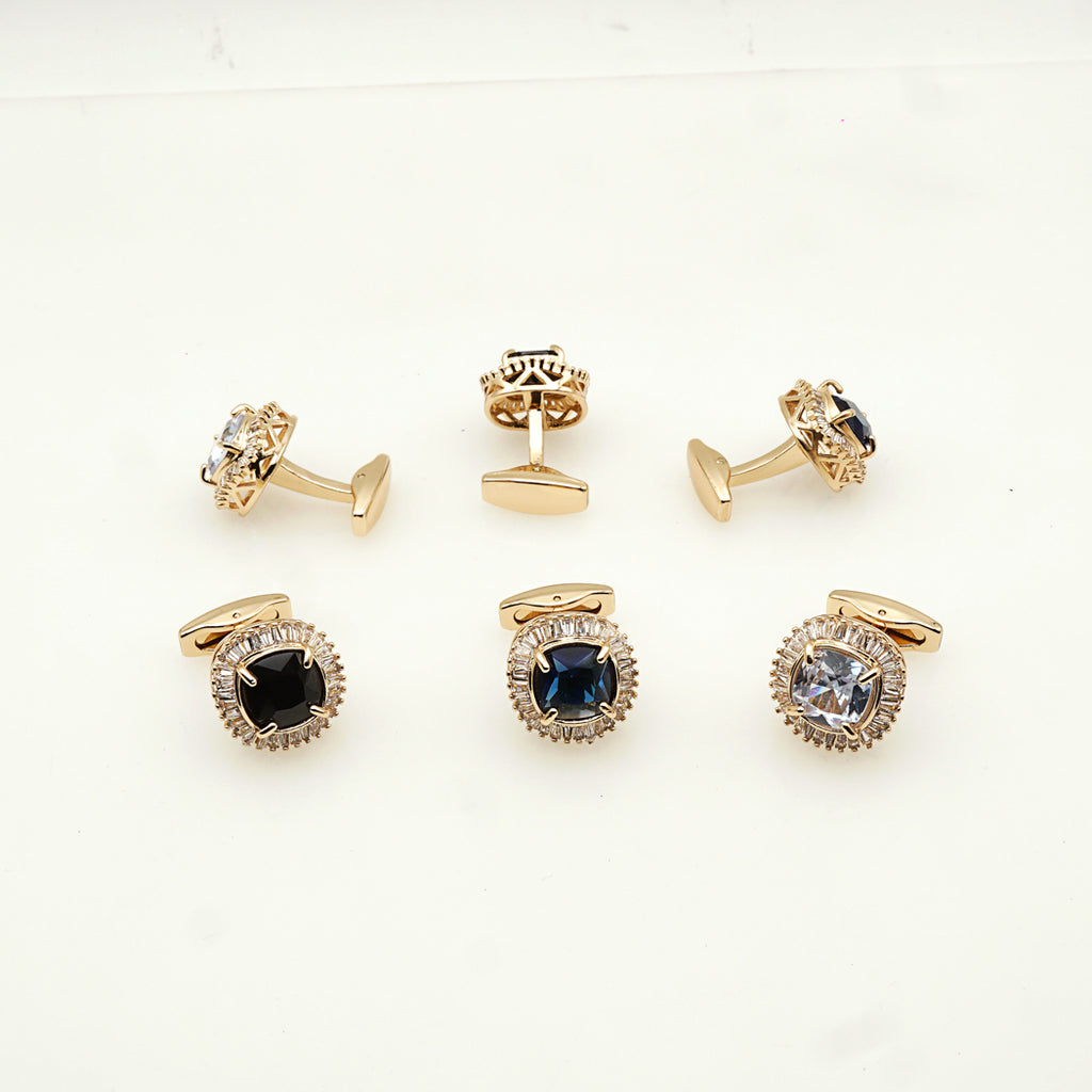 Gold Plated Zircon Stone Cufflink