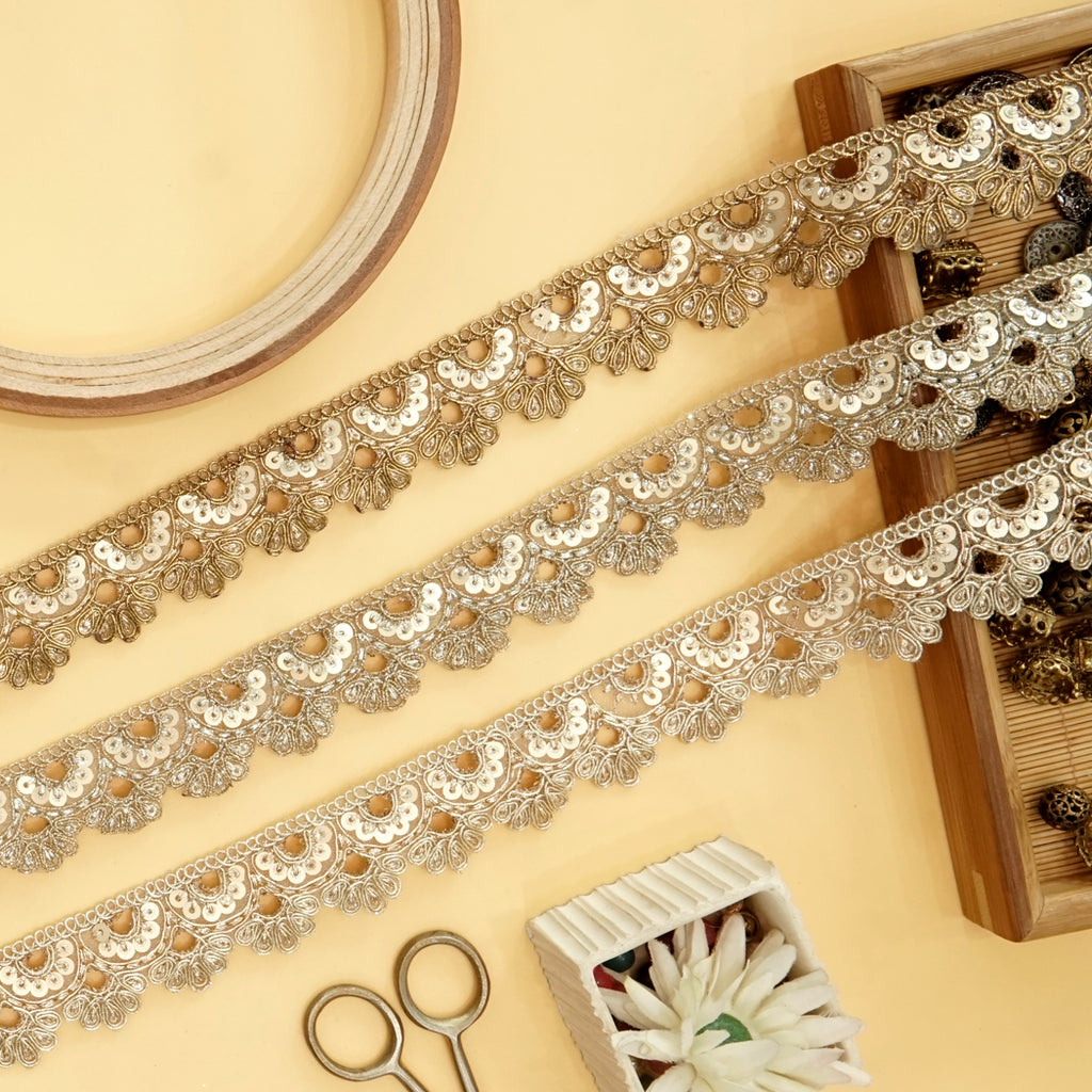 Fancy Metallic Yarn Sequence Lace